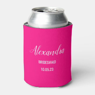 Rafraîchisseur Pour Canette bridesmaid bachelorte nom et date rose vif