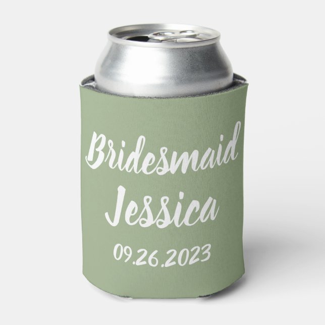 Rafraîchisseur Pour Canette Bridesmaid Sage Green Élégant Mariage de script (Can devant)