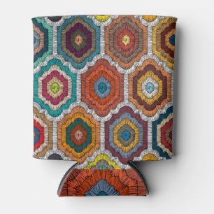 Rafraîchisseur Pour Canette Broderie bohème : Patchwork géométrique