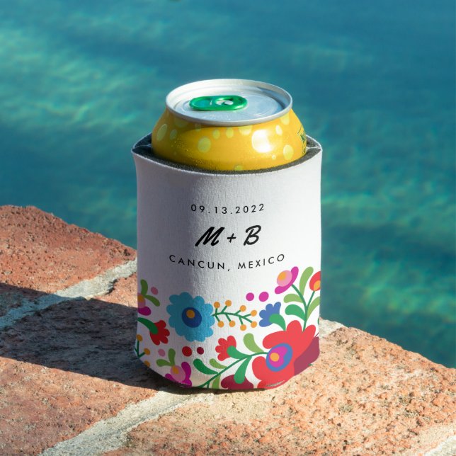 Rafraîchisseur Pour Canette Broderie mexicaine Destination Mariée Mariée (Piscine in situ)