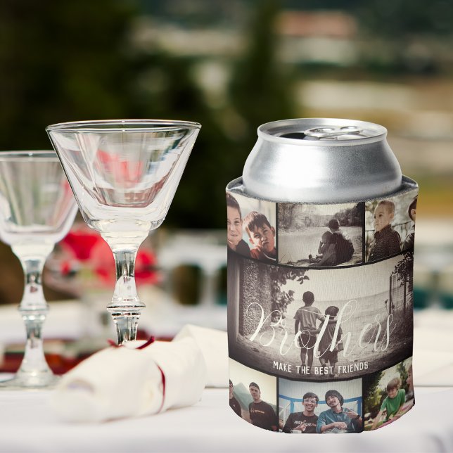 Rafraîchisseur Pour Canette Brother moderne Meilleurs amis Dark Photo Collage (Créateur téléchargé)