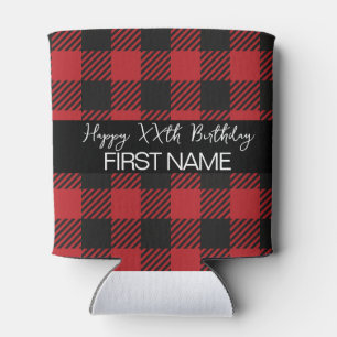 Rafraîchisseur Pour Canette Buffle rouge et noir Plaid Rustique fête d'anniver
