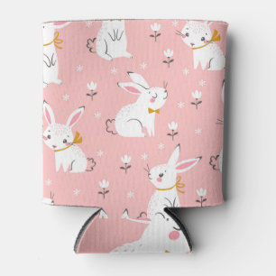 Rafraîchisseur Pour Canette Bunnies blancs : Cute Floral sans joint