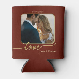Rafraîchisseur Pour Canette Burgundy Gold Photo Mariage Can Cooler