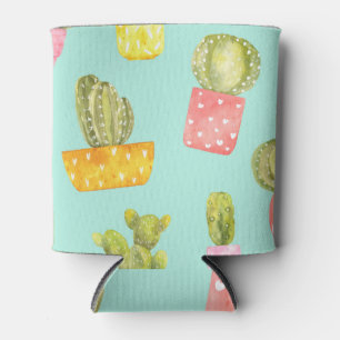 Rafraîchisseur Pour Canette Cactus épineux dans les pots, motif aquarelle.