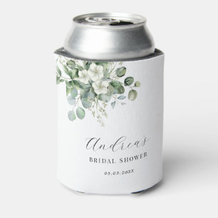 Rafraîchisseur Pour Canette Cadeau de mariage floral d'eucalyptus blanc
