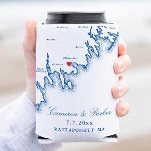 Rafraîchisseur Pour Canette Cadeau de mariage Shining Tides Mattapoisett Map