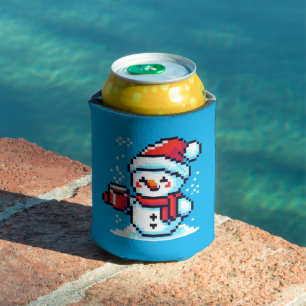 Rafraîchisseur Pour Canette Café Snowman - Cosy Pixel Art Design de Noël