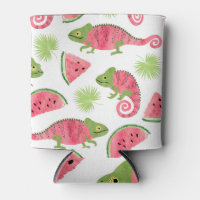 Caméléons tropicaux, pastèques : motif mignon