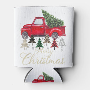 Rafraîchisseur Pour Canette Camion Rouge Avec Buffalo Plaid Et Léopard Noël