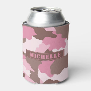 Rafraîchisseur Pour Canette Camo Girly Camouflage rose Nom du monogramme