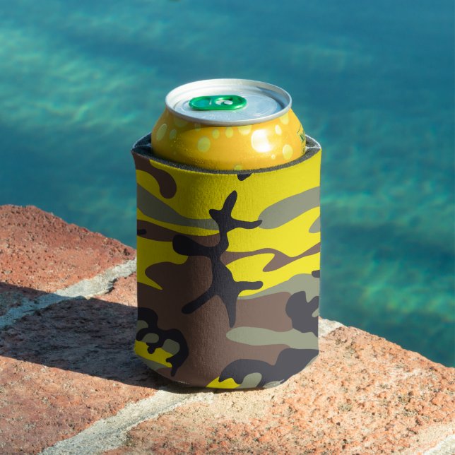 Rafraîchisseur Pour Canette Camouflage jaune et Brown, Militaire, Armée (Piscine in situ)