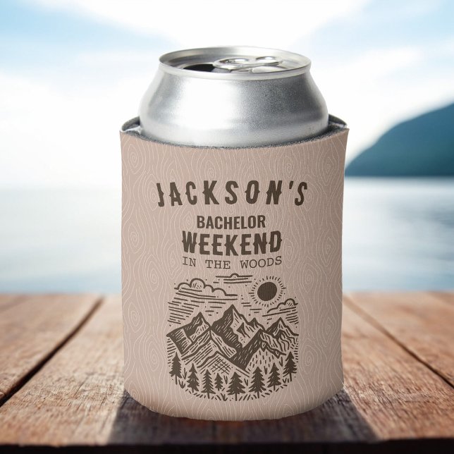 Rafraîchisseur Pour Canette Camping Bachelor Party (Custom Bachelor Weekend in the Woods Beer Can Cooler)