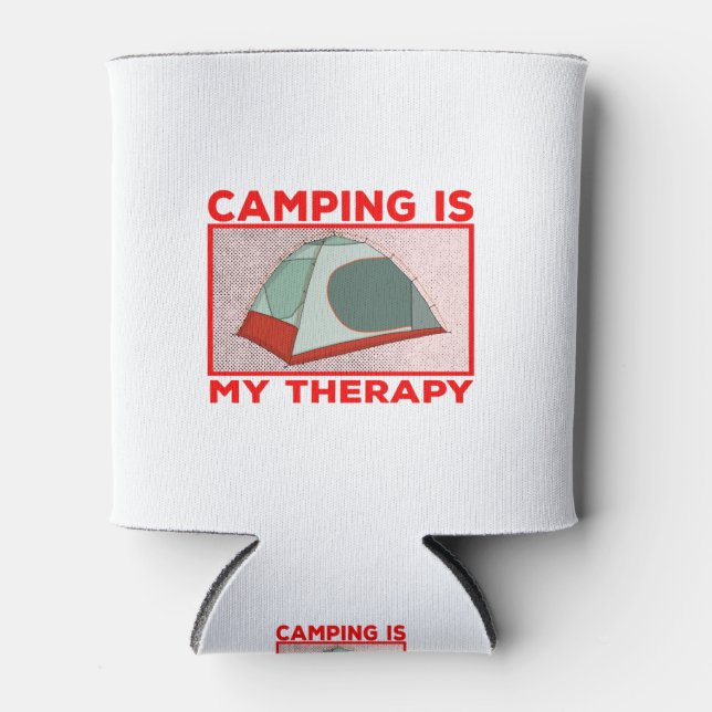 Rafraîchisseur Pour Canette Camping est ma thérapie (Devant)