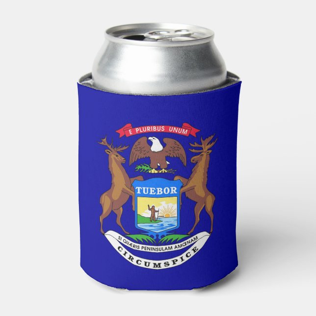 Rafraîchisseur Pour Canette Can Cooler avec le drapeau de Michigan State, USA. (Can devant)