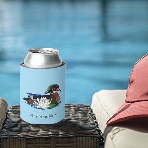 Rafraîchisseur Pour Canette Canard en bois coloré nénuphar faune bleu