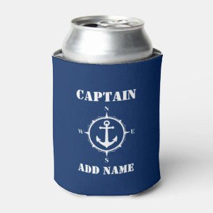 Rafraîchisseur Pour Canette Capitaine Add Name d'Ancre de boussole ou bleu