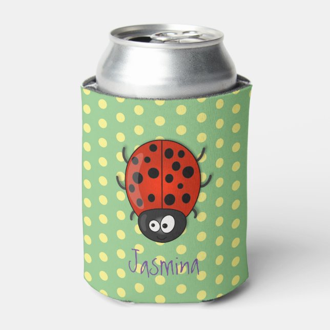 Rafraîchisseur Pour Canette Caricature de coccinelle rouge joyeux (Can devant)