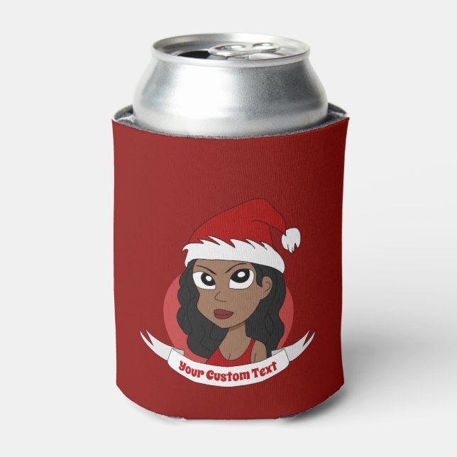 Rafraîchisseur Pour Canette Caricature de Noël pour la jeune femme (Can devant)