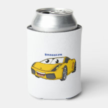 Caricature de voiture sport jaune joyeux