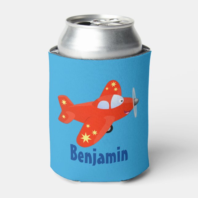 Rafraîchisseur Pour Canette Caricature de vol d'avion rouge mignon (Can devant)