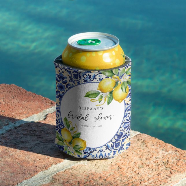 Rafraîchisseur Pour Canette Carrelage Bleu Méditerranéen Citrons Réception de  (Piscine in situ)