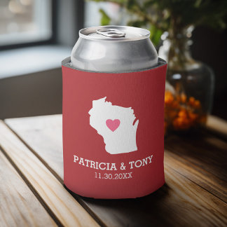 Rafraîchisseur Pour Canette Carte du Wisconsin Accueil Amour de l'État avec Co