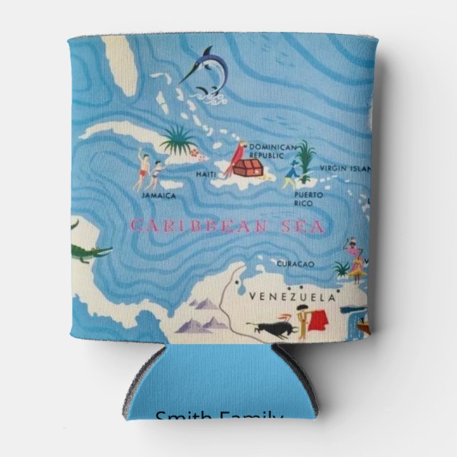 Rafraîchisseur Pour Canette Carte illustrée des îles des Caraïbes (Devant)
