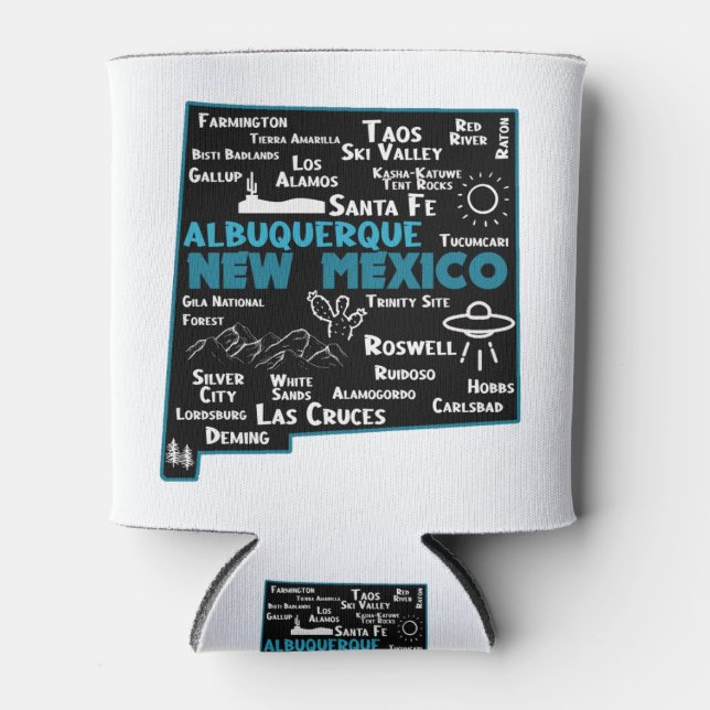 Rafraîchisseur Pour Canette Carte mignonne du Nouveau-Mexique Albuquerque Cart (Devant)