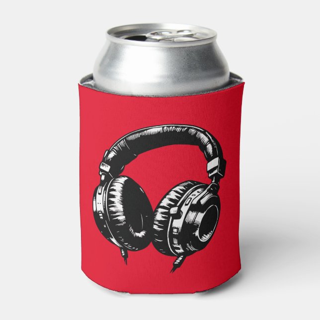 Rafraîchisseur Pour Canette Casque de musique noire DJ (Can devant)