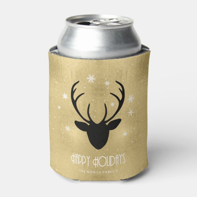 Rafraîchisseur Pour Canette Cerfs Antlers Silhouette & Flakes Gold ID861 (Can devant)