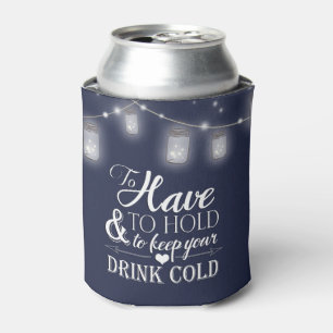 Rafraîchisseur Pour Canette Chaîne Mason Jar Lumières Mariage bleu marine