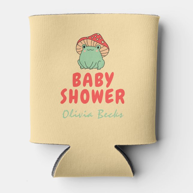 Rafraîchisseur Pour Canette Champignons avec Baby shower de grenouille (Devant)