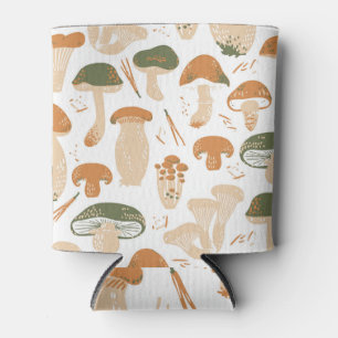 Rafraîchisseur Pour Canette Champignons comestibles Linocut Motif Vintage