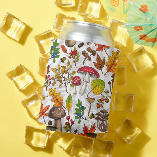 Rafraîchisseur Pour Canette Champignons d'automne, feuilles, noix et baies sur (Été in situ)