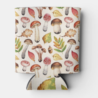 Rafraîchisseur Pour Canette Champignons Feuille : Motif d'illustration aquarel