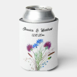 Rafraîchisseur Pour Canette Chardon Violet fleuri écossais Aquarelle Mariages