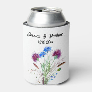 Rafraîchisseur Pour Canette Chardon Violet fleuri écossais Aquarelle Mariages