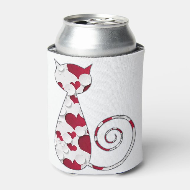 Rafraîchisseur Pour Canette Chat d'amour rouge et blanc (Can devant)