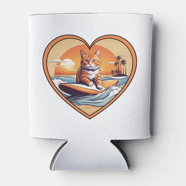 Rafraîchisseur Pour Canette Chat de surf Orange Tabby (Devant)