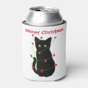 Rafraîchisseur Pour Canette chat noir Meowy Christmas lumières scintillant