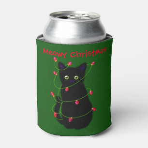 Rafraîchisseur Pour Canette chat noir   Meowy Christmas   lumières scintillant