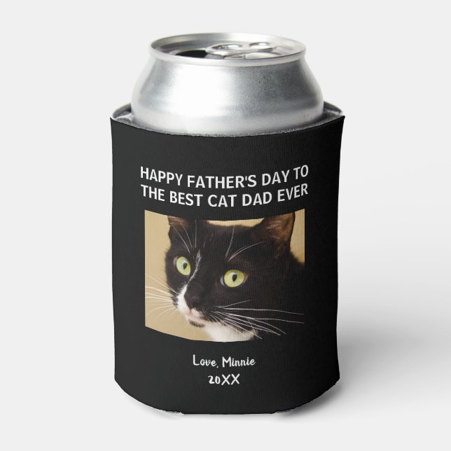 Rafraîchisseur Pour Canette Chat Papa Bonne Fête des pères Photo Noire (Can devant)