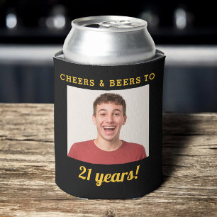 Rafraîchisseur Pour Canette Cheers & Beers 21e anniversaire ans photo Keepsaké