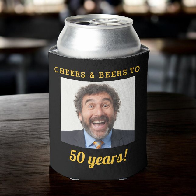 Rafraîchisseur Pour Canette Cheers & Beers 50 Anniversaire Photo Keepsaké (Créateur téléchargé)