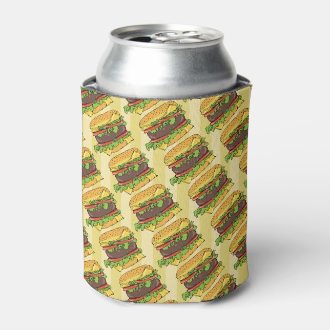 Rafraîchisseur Pour Canette Cheeseburger de nuit rétro Imprimer BBQ Party (Can devant)