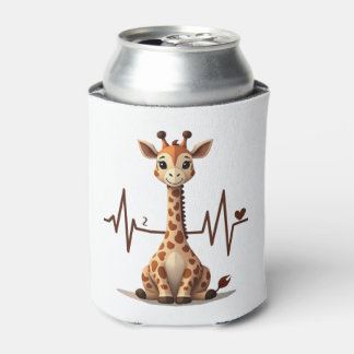 Rafraîchisseur Pour Canette Chemise de rythme cardiaque de girafe d'anniversai