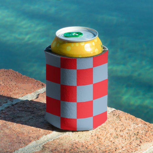 Rafraîchisseur Pour Canette Chèques couleur rouge bleu rétro (Piscine in situ)