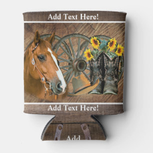 Rafraîchisseur Pour Canette Cheval Cowboy Boots Wagon Wheel Ouest