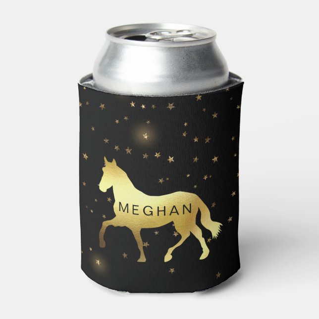 Rafraîchisseur Pour Canette cheval d'or étoiles équestre Monogramme (Can devant)